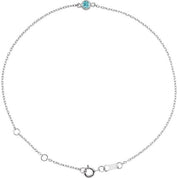 Sterling Silver Natural Blue Zircon Bezel-Set Solitaire 6 1/2-7 1/2" Bracelet