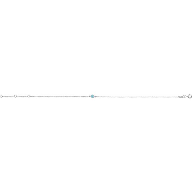 Sterling Silver Natural Blue Zircon Bezel-Set Solitaire 6 1/2-7 1/2" Bracelet