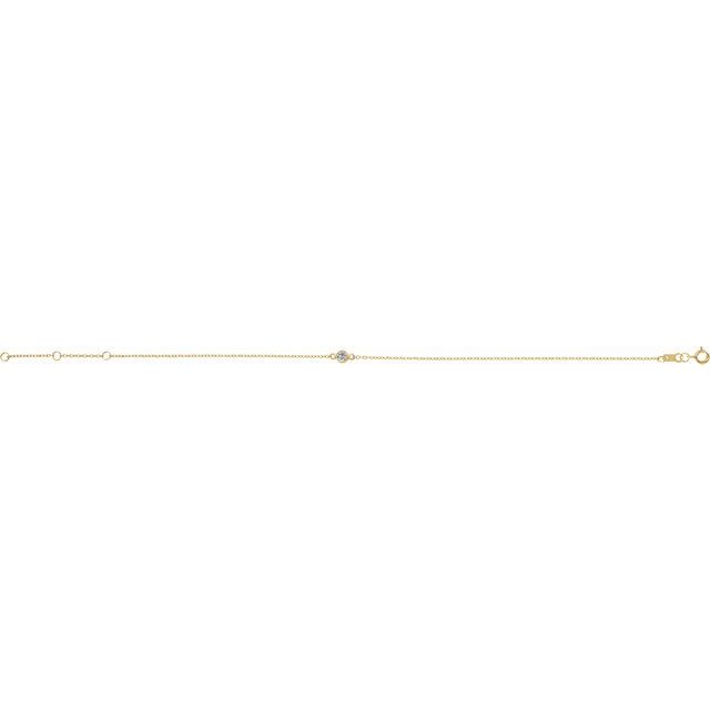 14K Yellow Natural White Sapphire Bezel-Set Solitaire 6 1/2-7 1/2" Bracelet
