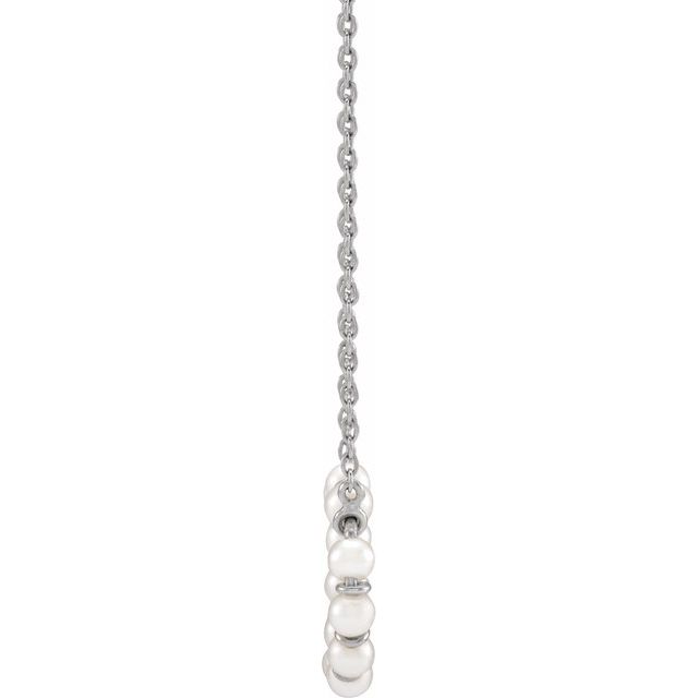 14K White Cultured White Freshwater Pearl Bar 18" Necklace