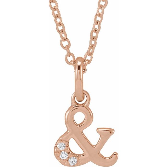 14K Rose .01 CTW Natural Diamond Ampersand 16-18" Necklace
