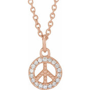 14K Rose .08 CTW Natural Diamond Peace 16-18" Necklace