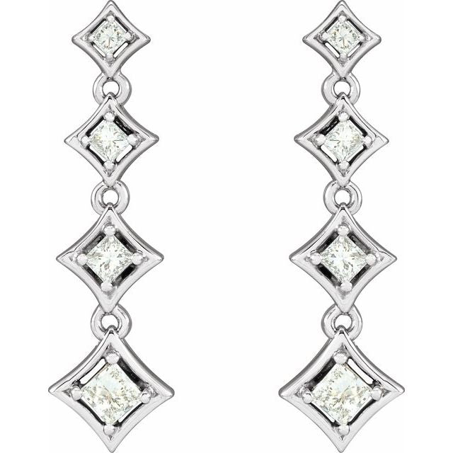 18K White 3/4 CTW Natural Diamond Journey Earrings