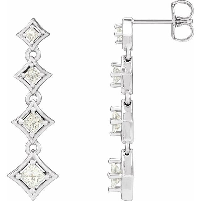 18K White 1/3 CTW Natural Diamond Journey Earring