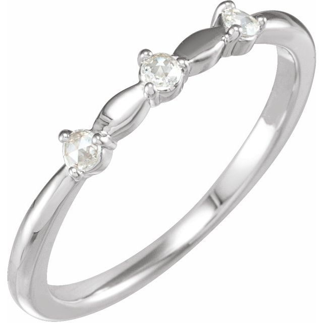 Platinum 1/10 CTW Rose-Cut Natural Diamond Stackable Ring