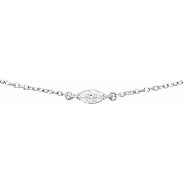 14K 1/4 CT Lab-Grown Diamond Necklace 16-18"