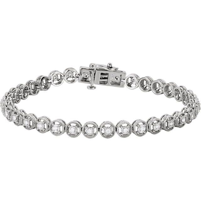 14K White 1/2 CTW Natural Diamond Line 7.25" Bracelet