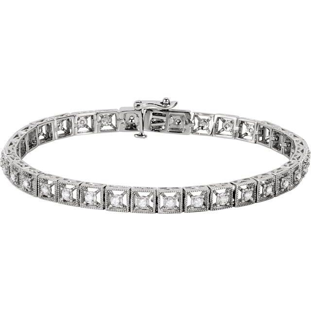 14K White 1/2 CTW Natural Diamond Line 7" Bracelet
