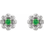 Platinum Lab-Grown Alexandrite Petite Flower Beaded Earrings