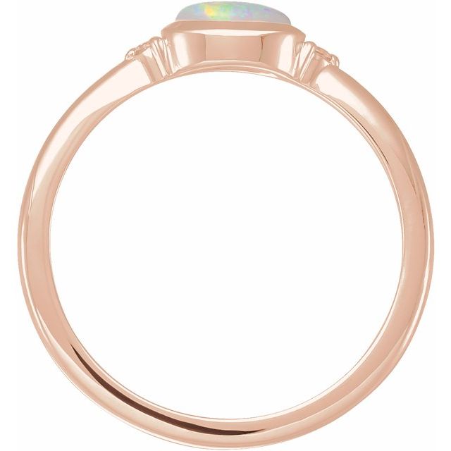 14K Rose Natural White Opal & .03 CTW Natural Diamond Ring