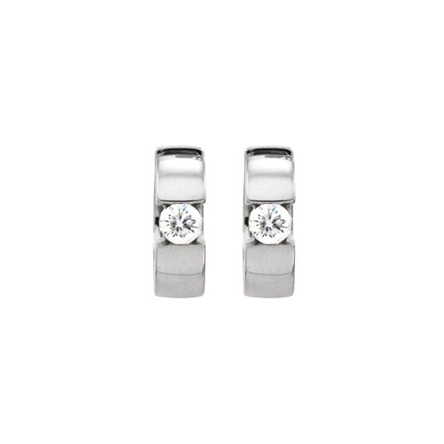 14K White 1/2 CTW Natural Diamond Hinged Hoop Earrings