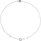 Sterling Silver Natural Pink Tourmaline Bezel-Set Solitaire 6 1/2-7 1/2" Bracelet