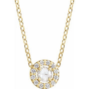 14K Yellow 1/5 CTW Rose-Cut Natural Diamond Halo-Style 16-18" Necklace