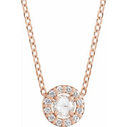 14K Rose 1/5 CTW Rose-Cut Natural Diamond Halo-Style 16-18" Necklace