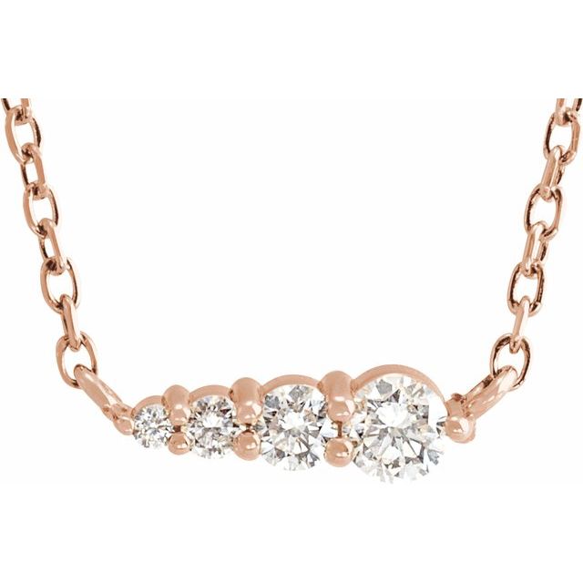 14K Rose 1/10 CTW Natural Diamond Graduated 16" Necklace
