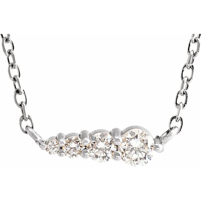 Platinum 1/10 CTW Natural Diamond Graduated 16" Necklace
