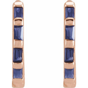 14K Rose Natural Blue Sapphire Huggie Earrings