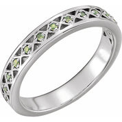 14K White Natural Peridot Stackable Ring
