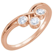 14K Rose 1/3 CTW Natural Diamond Three-Stone Ring