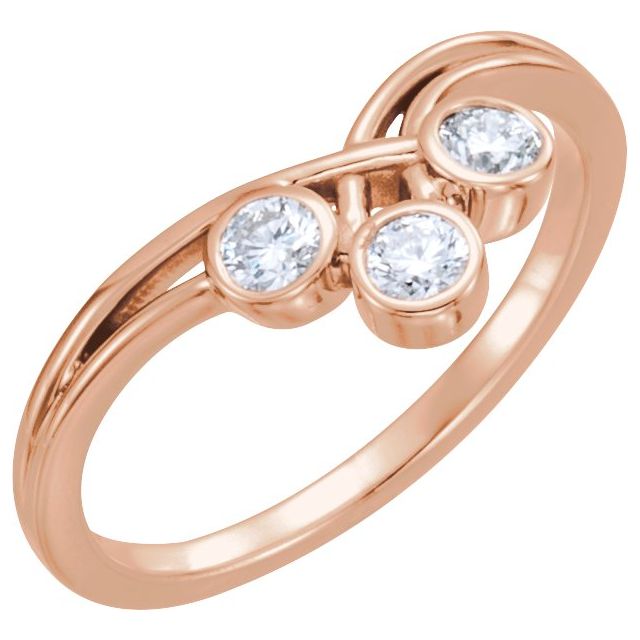 14K Rose 1/3 CTW Natural Diamond Three-Stone Ring