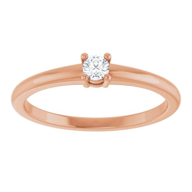 14K Rose Natural White Sapphire Ring