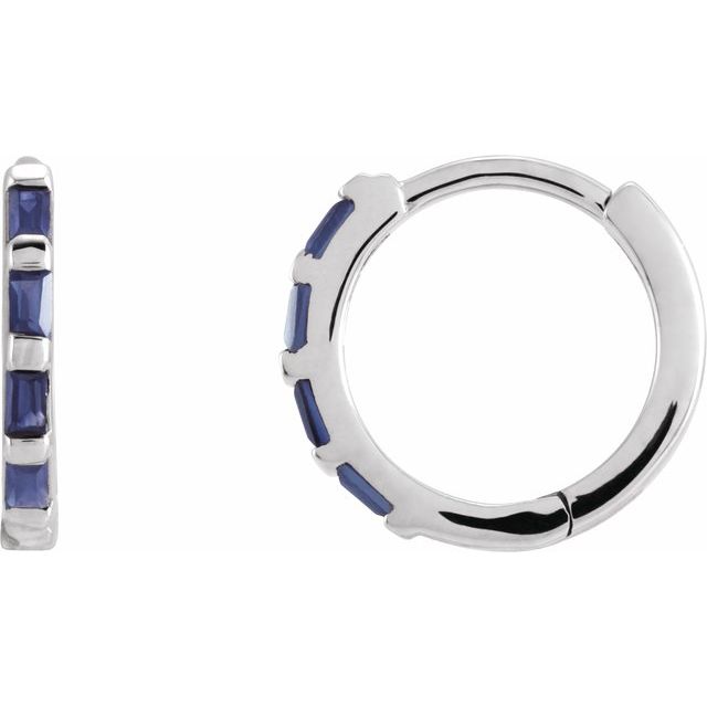 Sterling Silver Natural Blue Sapphire Huggie Earrings