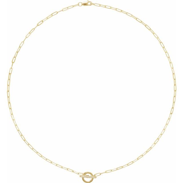 14K .04 CTW Natural Diamond Toggle Necklace 16"