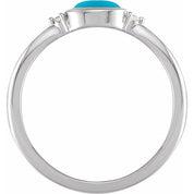 14K White Natural Turquoise & .03 CTW Natural Diamond Ring