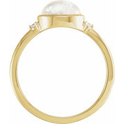 14K Yellow Natural Rainbow Moonstone & .03 CTW Natural Diamond Ring