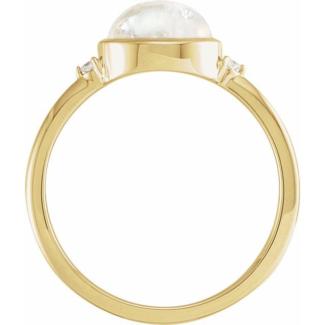 14K Yellow Natural Rainbow Moonstone & .03 CTW Natural Diamond Ring