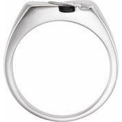 14K White Natural Black Onyx & 1/10 CTW Natural Diamond Ring