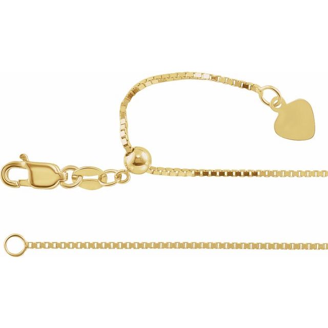 14K Yellow .85 mm Adjustable Box 16-22" Chain