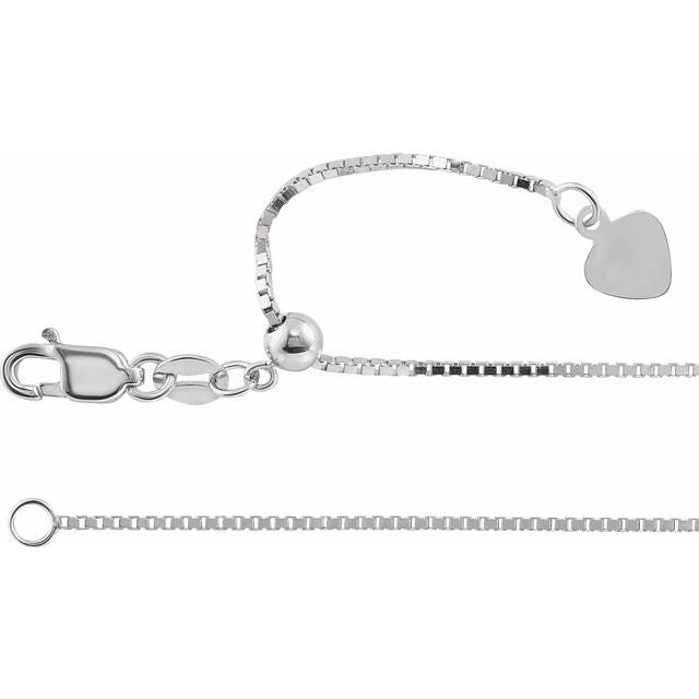 14K White .85 mm Adjustable Box 16-22" Chain