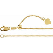 14K Yellow 1 mm Adjustable Wheat 16-22" Chain