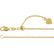 14K Yellow 1 mm Adjustable Rope 16-22" Chain