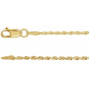 14K Yellow 1.3 mm Diamond-Cut Rope 16" Chain