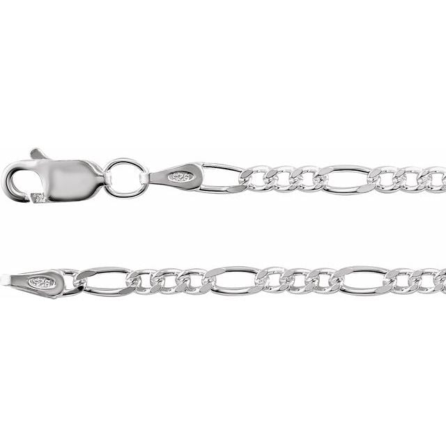 Sterling Silver 2.5 mm Figaro 16" Chain