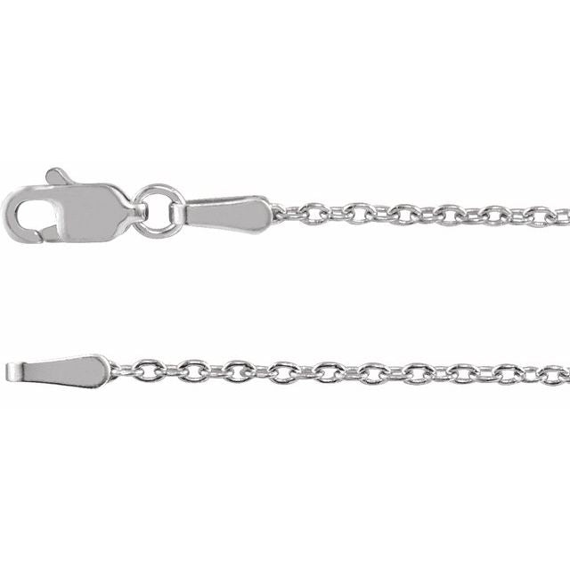 14K White Cable Chain 18" - CH1019