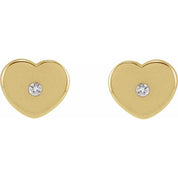 14K Yellow .01 CTW Natural Diamond Youth Heart Earrings