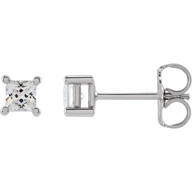14K White 3 mm Square 1/3 CTW Lab-Grown Diamond Earrings