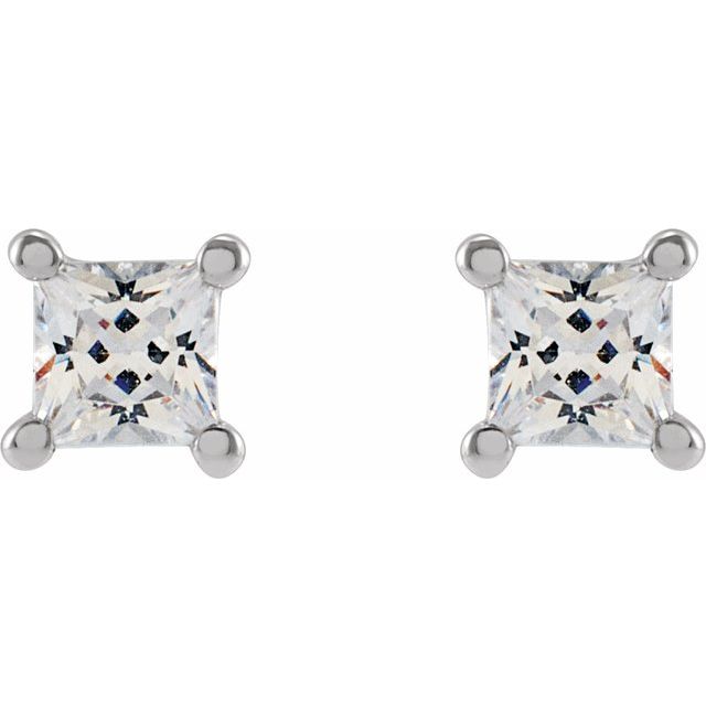 14K White 2.75 mm Square 1/4 CTW Lab-Grown Diamond Earrings