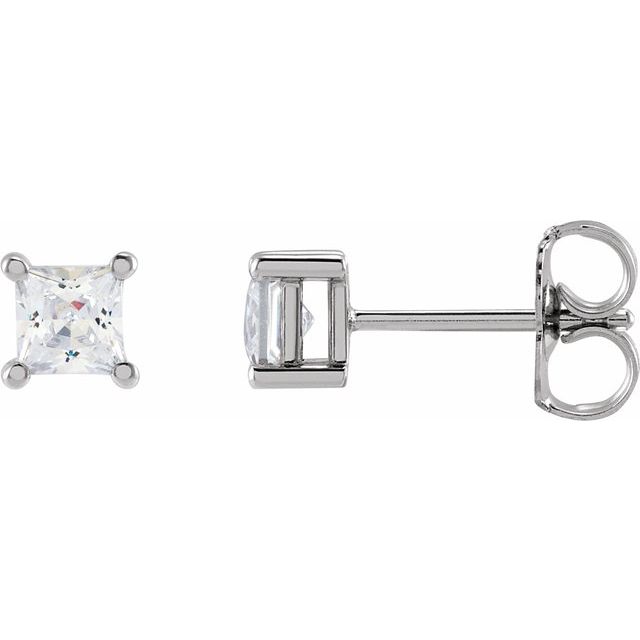 14K White 3.5 mm Square 1/2 CTW Lab-Grown Diamond Earrings
