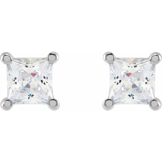 14K White 3.5 mm Square 1/2 CTW Lab-Grown Diamond Earrings