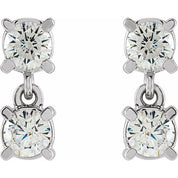 14K White 1/2 CTW Lab-Grown Diamond Two-Stone Earrings