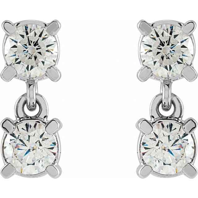 14K White 1/2 CTW Lab-Grown Diamond Two-Stone Earrings