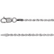 14K White 1.6 mm Diamond-Cut Rope 24" Chain