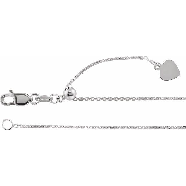 14K White 1 mm Adjustable Cable 16-22" Chain