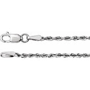 14K White  1.8 mm Diamond-Cut Rope 16" Chain