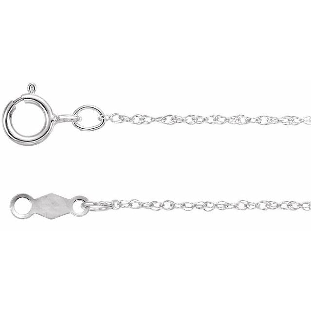 18K White .85 mm Rope 16" Chain