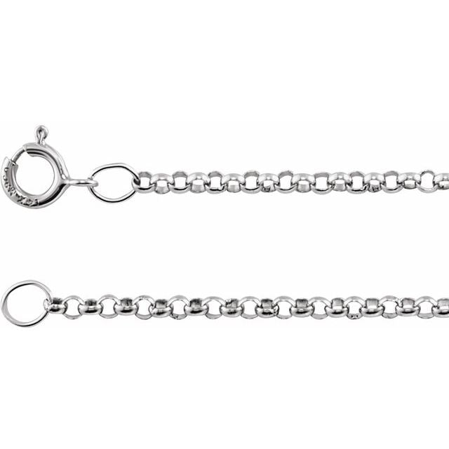 14K White Recycled Metal 1.5 mm Rolo Chain by the Inch with Various Length Options